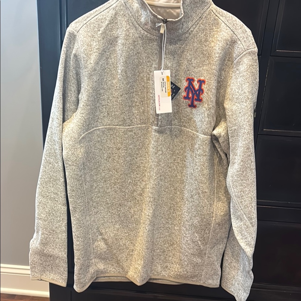 Gray Men's Sweater with Embroidered Logo NY METS